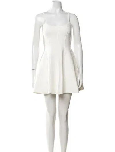 Pre-owned Fleur Du Mal Square Neckline Mini Dress In White