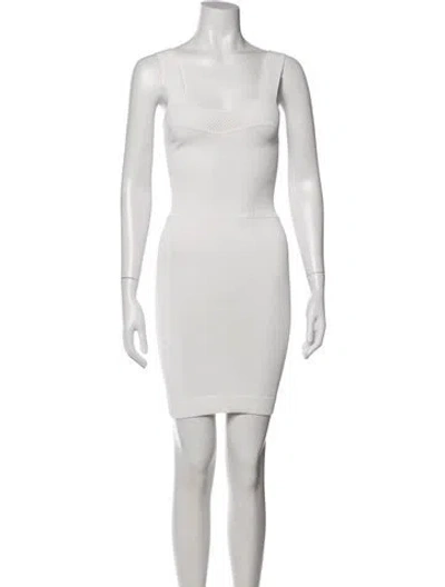 Pre-owned Fleur Du Mal Square Neckline Mini Dress In White