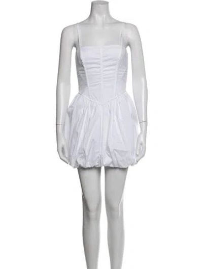 Pre-owned Fleur Du Mal Square Neckline Mini Dress In White