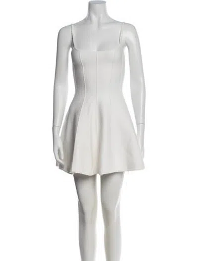 Pre-owned Fleur Du Mal Square Neckline Mini Dress In White