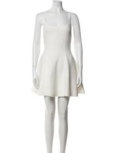 Pre-owned Fleur Du Mal Square Neckline Mini Dress In White