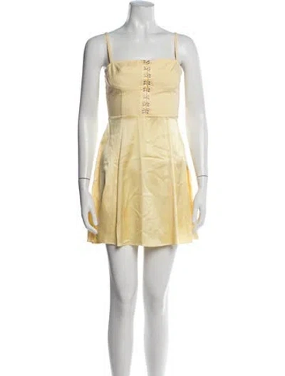 Pre-owned Fleur Du Mal Square Neckline Mini Dress In Yellow