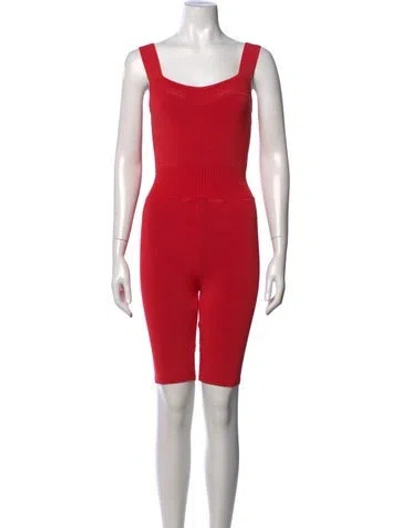 Pre-owned Fleur Du Mal Square Neckline Romper In Red