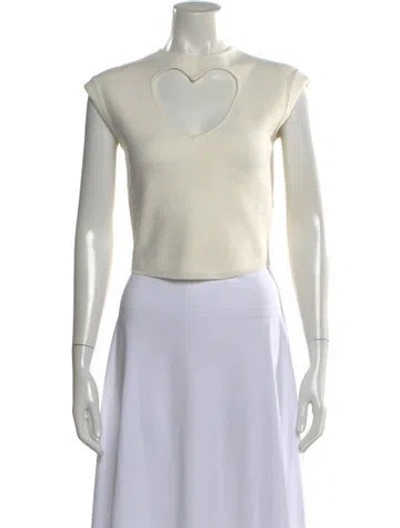 Pre-owned Fleur Du Mal Square Neckline Short Sleeve Crop Top In White