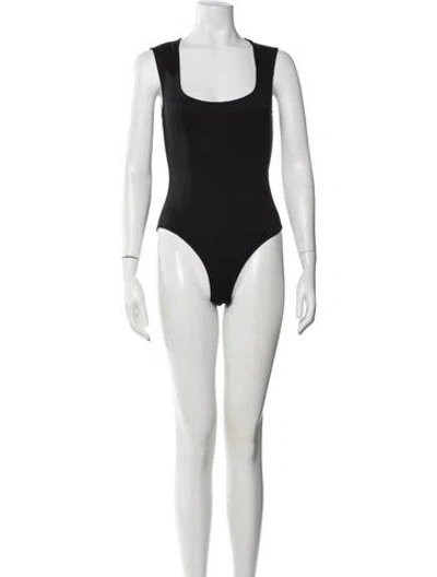 Pre-owned Fleur Du Mal Square Neckline Sleeveless Bodysuit In Black