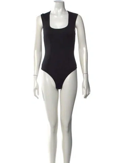 Pre-owned Fleur Du Mal Square Neckline Sleeveless Bodysuit In Black