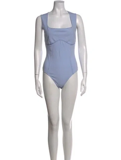 Pre-owned Fleur Du Mal Square Neckline Sleeveless Bodysuit In Blue