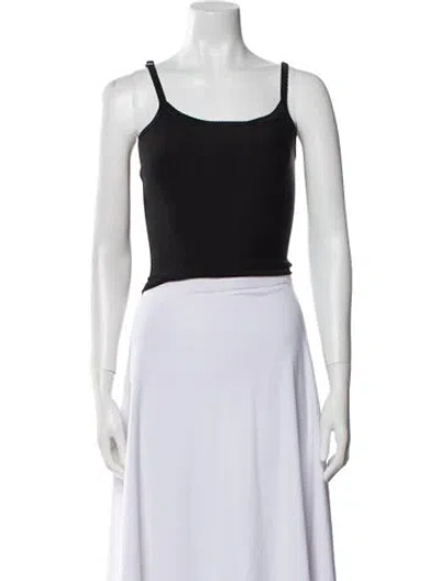 Pre-owned Fleur Du Mal Square Neckline Sleeveless Crop Top In Black