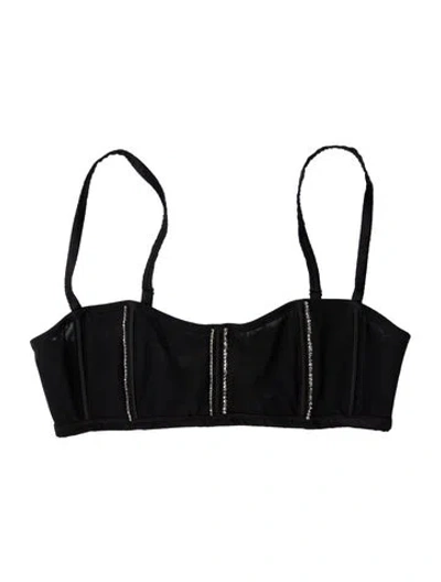 Pre-owned Fleur Du Mal Square Neckline Sleeveless Crop Top In Black