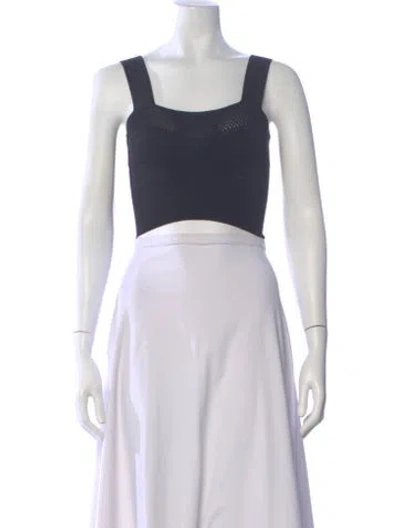 Pre-owned Fleur Du Mal Square Neckline Sleeveless Crop Top In Black