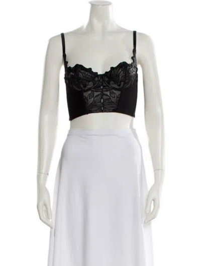 Pre-owned Fleur Du Mal Square Neckline Sleeveless Crop Top In Black