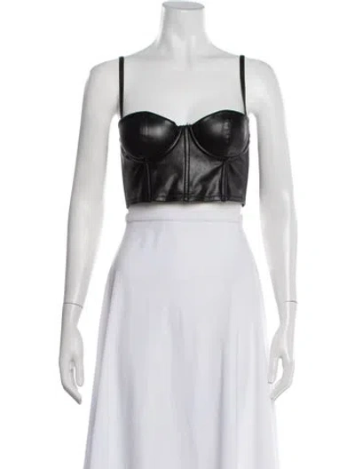 Pre-owned Fleur Du Mal Square Neckline Sleeveless Crop Top In Black
