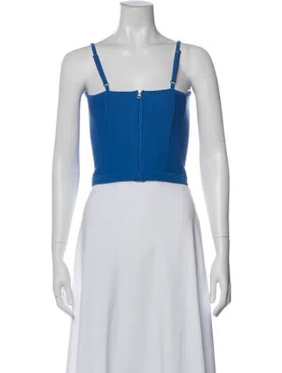 Pre-owned Fleur Du Mal Square Neckline Sleeveless Crop Top In Blue