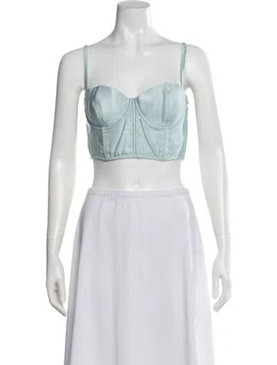 Pre-owned Fleur Du Mal Square Neckline Sleeveless Crop Top In Blue