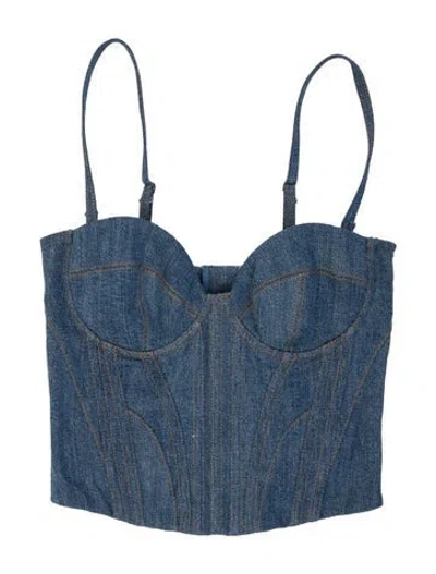 Pre-owned Fleur Du Mal Square Neckline Sleeveless Crop Top In Blue