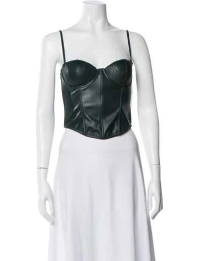 Pre-owned Fleur Du Mal Square Neckline Sleeveless Crop Top In Green