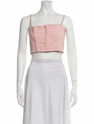 Pre-owned Fleur Du Mal Square Neckline Sleeveless Crop Top In Pink