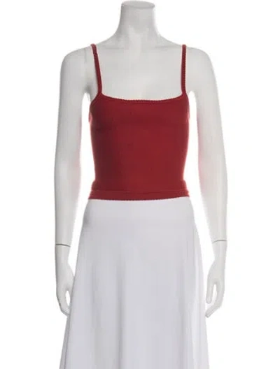Pre-owned Fleur Du Mal Square Neckline Sleeveless Crop Top In Red