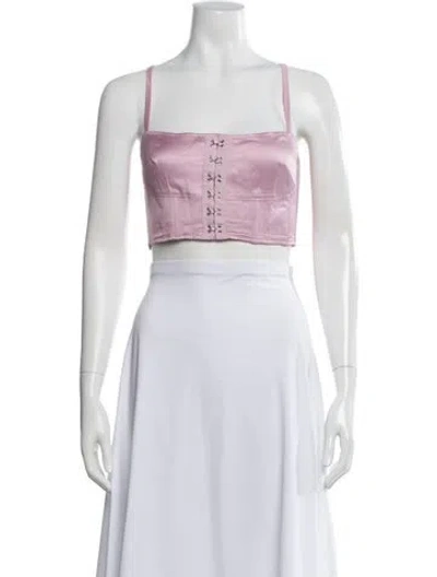 Pre-owned Fleur Du Mal Square Neckline Sleeveless Crop Top In White