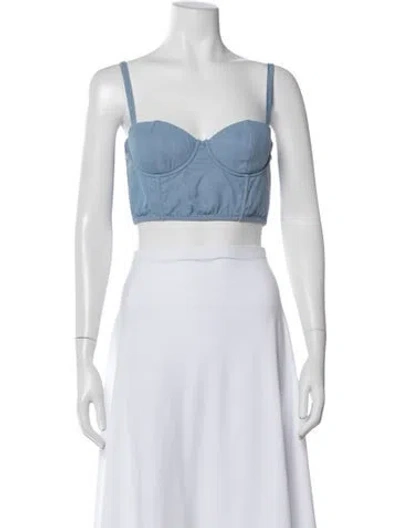 Pre-owned Fleur Du Mal Square Neckline Sleeveless Crop Top In White