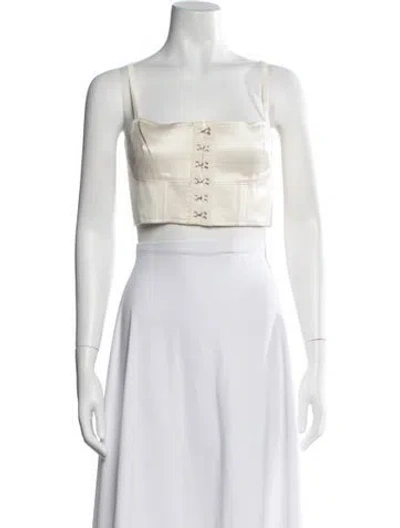 Pre-owned Fleur Du Mal Square Neckline Sleeveless Crop Top In White