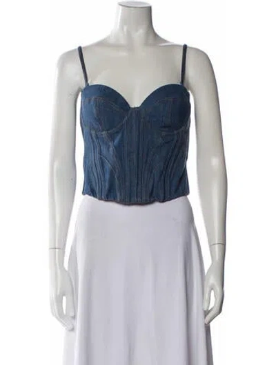 Pre-owned Fleur Du Mal Strapless Crop Top In Blue