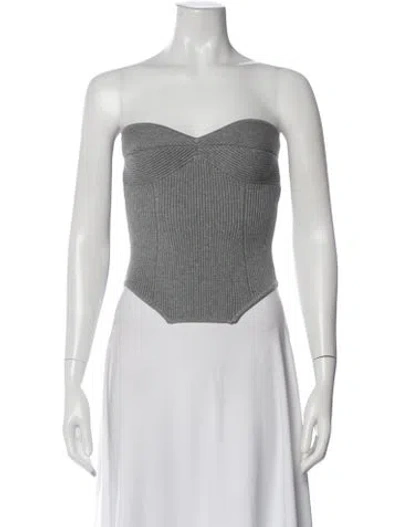Pre-owned Fleur Du Mal Strapless Crop Top In Gray