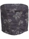 Fleur Du Mal Strapless Jacquard Corset In Blue