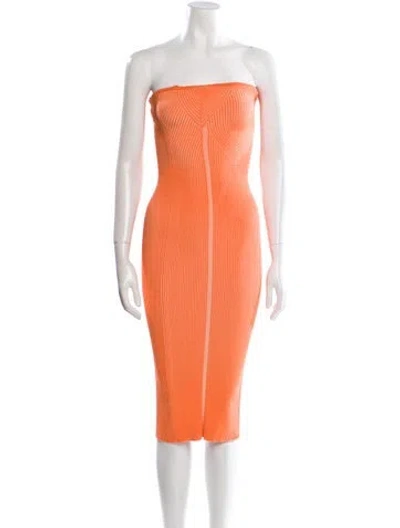 Pre-owned Fleur Du Mal Strapless Knee-length Dress In Orange
