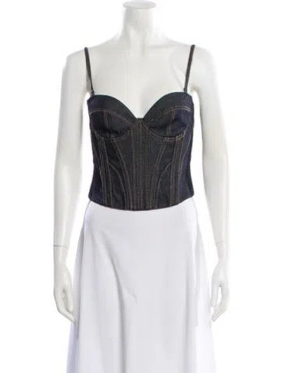 Pre-owned Fleur Du Mal Strapless Top W/ Tags In Blue