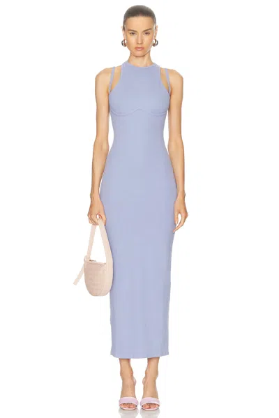 Fleur Du Mal Strappy Rib Maxi Dress In Lavender Blue