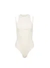 Fleur Du Mal Cut-out Ribbed Bodysuit In Ecru