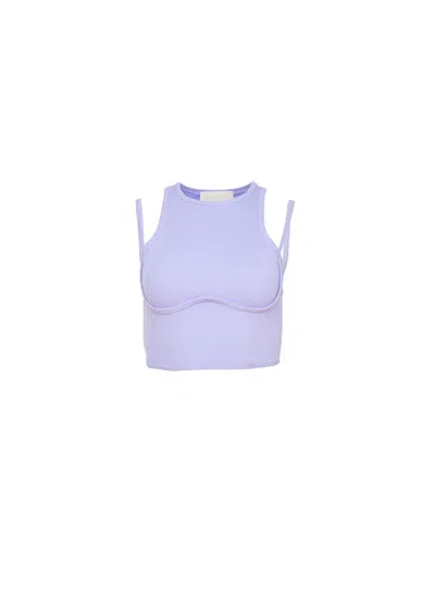 Fleur Du Mal Cut-out Ribbed Crop Top In Lavender Blue