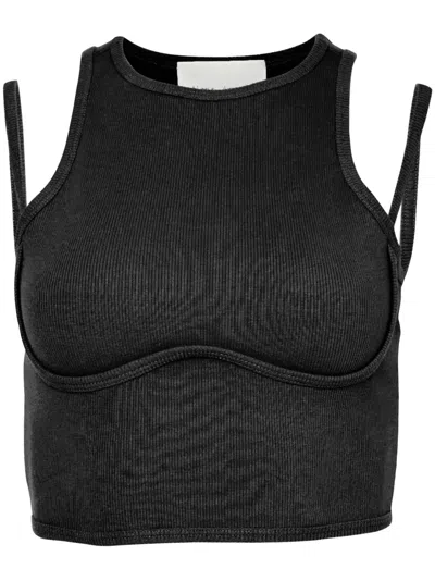 Fleur Du Mal Cut-out Ribbed Crop Top In Black