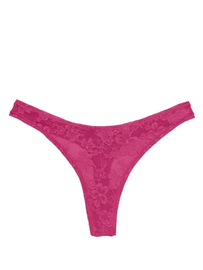 Fleur Du Mal Stretch Lace Thong In Pink