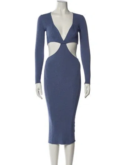 Pre-owned Fleur Du Mal Striped Midi Length Dress In Blue
