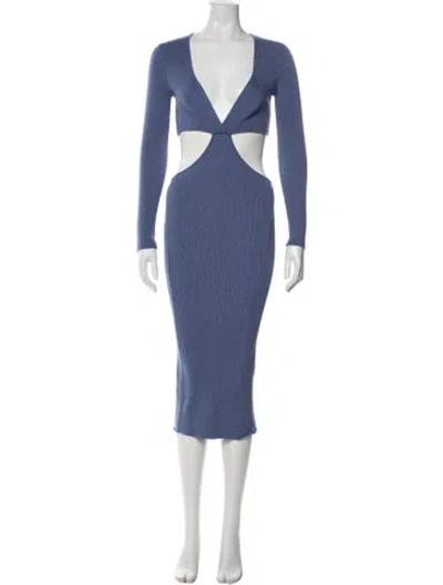 Pre-owned Fleur Du Mal Striped Midi Length Dress In Blue