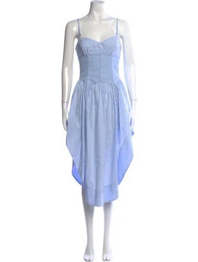 Pre-owned Fleur Du Mal Striped Midi Length Dress In Blue