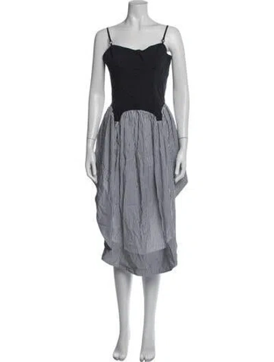 Pre-owned Fleur Du Mal Striped Midi Length Dress In Blue