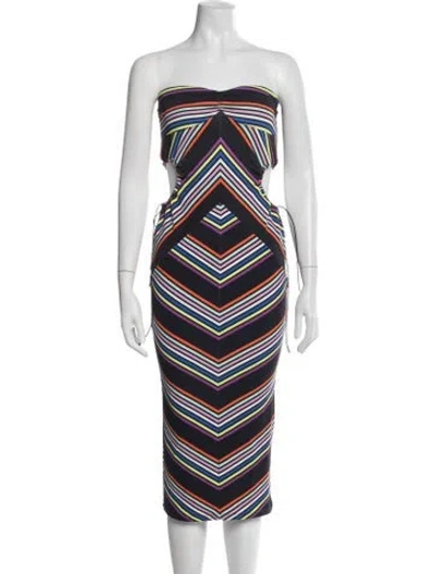 Pre-owned Fleur Du Mal Striped Midi Length Dress In Blue