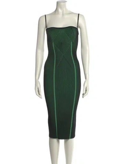 Pre-owned Fleur Du Mal Striped Midi Length Dress In Green