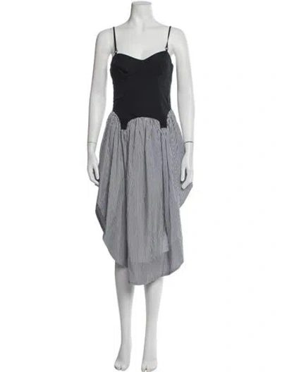 Pre-owned Fleur Du Mal Striped Midi Length Dress In White