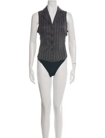 Pre-owned Fleur Du Mal Striped Sleeveless Button-up Top In Gray