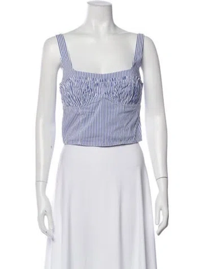 Pre-owned Fleur Du Mal Striped Square Neckline Crop Top In Black