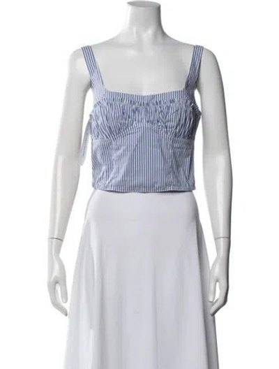 Pre-owned Fleur Du Mal Striped Square Neckline Crop Top In Blue
