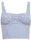 Fleur Du Mal Poplin Bustier Top In Blue