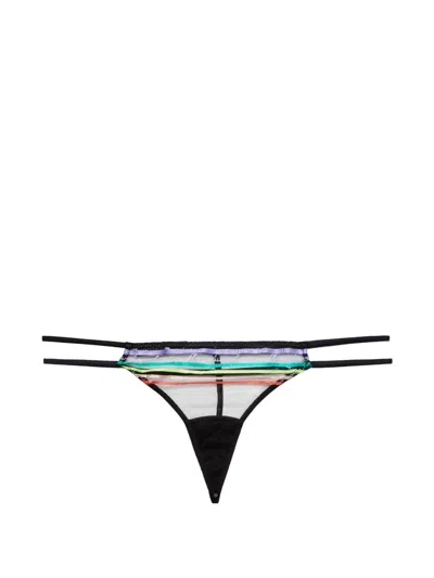 Fleur Du Mal Taste Le Rainbow V-string Thong In Blue