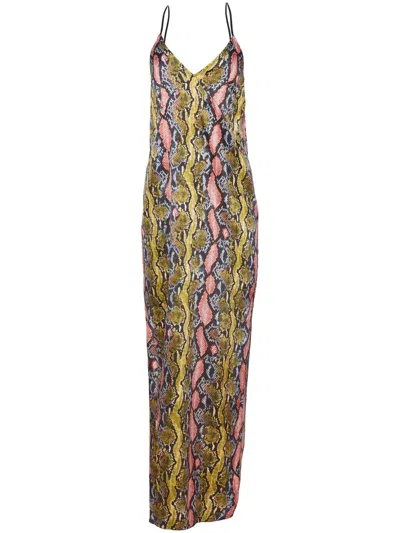 Fleur Du Mal T-back Maxi Slip Dress In Green