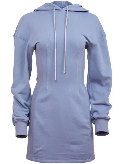 Fleur Du Mal Terry Hooded Dress In Blue
