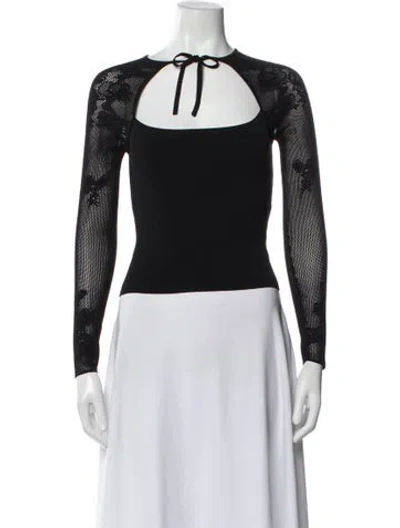 Pre-owned Fleur Du Mal Tie Neck Long Sleeve Top In Black